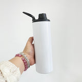 20oz skinny straight white sublimation blanks water sports bottle with sports lid and slide lid_nina