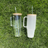 Rts usa_32oz 40oz clear frosted glass mugs with handle for UV DTF wraps_nina