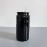 Rts usa_16oz solid glossy black borosilicate beer glass soda can for UV DTF wraps vinyl_nina