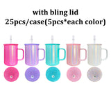 Rts usa_17oz holographic shimmer glitter camper glass coffee travel mugs with colored lids_nina