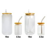 3.5oz clear frosted blank sublimation mini shot glass cans with bamboo lids and metal straws_nina