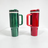 H2.0 40oz Christmas red Green sublimation glossy Metallic look tumblers_nina