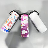 20oz full print gloss white skinny straight tumbler water bottle with flip top sports lid_nina