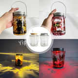 Rts usa_Blank sublimation Waterproof 11oz Solar Lights mason jar glowing elf snow globe glitter glass can wind spinner_nina