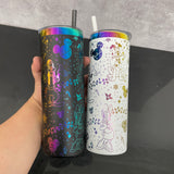 Rts usa_Christmas 20oz straight tumblers with rainbow laser engraving Disney design_nina