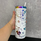 Rts usa_Christmas 20oz straight tumblers with rainbow laser engraving Disney design_nina