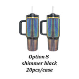 Rts usa_40oz glosy mirror gold plated glitter holographic shimmer H2.0 quencher tumblers for laser engrave_nina