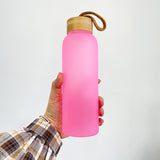 Rts usa_20oz bamboo lid blank sublimation colored frosted glass water bottles_nina