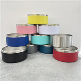 double wall Vacuum Insulated powder coated 32oz 64oz Pet Dog Bowl with Rubber Base_nina