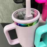 Rts usa_40oz H2.0 flip straw leak proof powder coated rainbow plated tumblers_nina