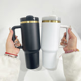 Rts usa_30oz 40oz H2.0 powder coated gold plated quencher tumbler coffee mugs cups with handle for engraved_nina