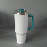 40oz H1.0 white blank sublimation quencher tumblers with colored lids and handles_nina