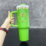 Rts usa_Christmas gifts mirror gold plated green powder coated 40oz coffee travel mugs with handle_nina1