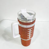 40oz Rugby print American football full covered bling rhinestone diamond tumblers_nina