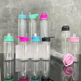 Rts usa_10oz 15oz double wall pre-drilled snowglobe clear transparent plastic water bottles for kids_nina