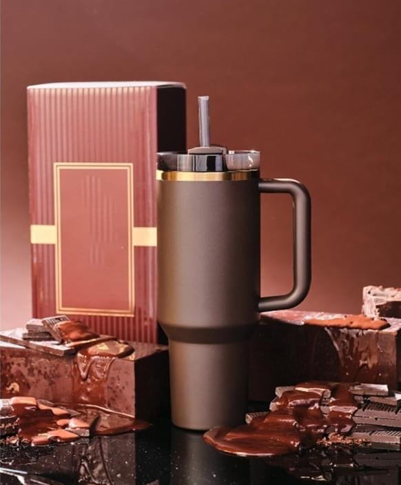 Rts usa_30oz 40oz H2.0 dark dark brown cocoa chocolate gold underneath quencher tumbler for laser engraving_nina