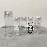 Portable drinking Clear acrylic plastic 500ml 1000ml Milk Carton Shaped water bottle_nina