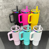 Rts usa_40oz H2.0 flip straw leak proof powder coated rainbow plated tumblers_nina