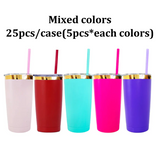 Rts usa_20oz powder coated holographic rainbow gold black plated car tumbler mugs cups with colored straws_nina