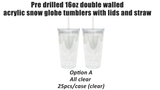Rts usa_blank 16oz 24oz predrilled snow globe double walled Insulated plastic acrylic cold cups tumbler_nina