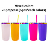 Rts usa_20oz powder coated holographic rainbow gold black plated car tumbler mugs cups with colored straws_nina