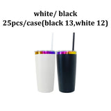 Rts usa_20oz powder coated holographic rainbow gold black plated car tumbler mugs cups with colored straws_nina