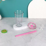 450ml 16oz clear plastic cups with colored straws for UV DTF wraps_nina