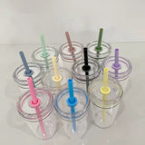 450ml 16oz clear plastic cups with colored straws for UV DTF wraps_nina