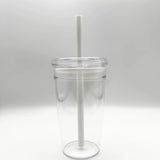 450ml 16oz clear plastic cups with colored straws for UV DTF wraps_nina