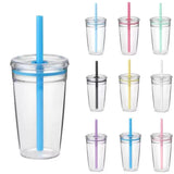 450ml 16oz clear plastic cups with colored straws for UV DTF wraps_nina