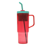 40oz clear plastic tumbler mugs with strainer sieve and detachable silicone straw caps_nina