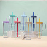 40oz clear plastic tumbler mugs with color lids and straws_nina