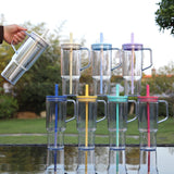 40oz clear plastic tumbler mugs with color lids and straws_nina