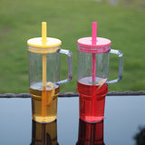 40oz clear plastic tumbler mugs with color lids and straws_nina
