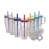 40oz clear plastic tumbler mugs with color lids and straws_nina