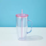 20oz double wall clear plastic tumbler mugs with lids and straws_nina