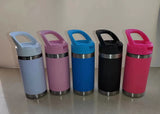Kids colorful 12oz double wall insulated flip straw water bottles with handle_nina