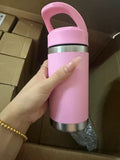 Kids colorful 12oz double wall insulated flip straw water bottles with handle_nina