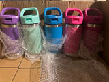 Kids colorful 12oz double wall insulated flip straw water bottles with handle_nina