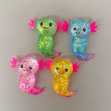 holographic glitter cartoon axolotl salamander soft rubber squishy stress relief toys_nina