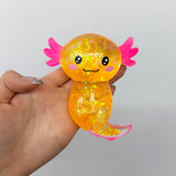 holographic glitter cartoon axolotl salamander soft rubber squishy stress relief toys_nina
