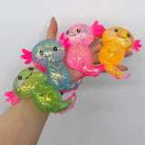 holographic glitter cartoon axolotl salamander soft rubber squishy stress relief toys_nina