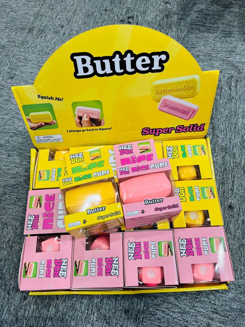 Slow bounce Realistic small TPR Yellow Pink Butter Stick squishy toys_nina