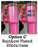 40oz copper rainbow plated blank sublimation winter pink glitter H2.0 quencher tumblers_nina