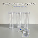 blank 16oz 24oz predrilled snow globe double walled Insulated plastic acrylic cold cups tumbler_nina