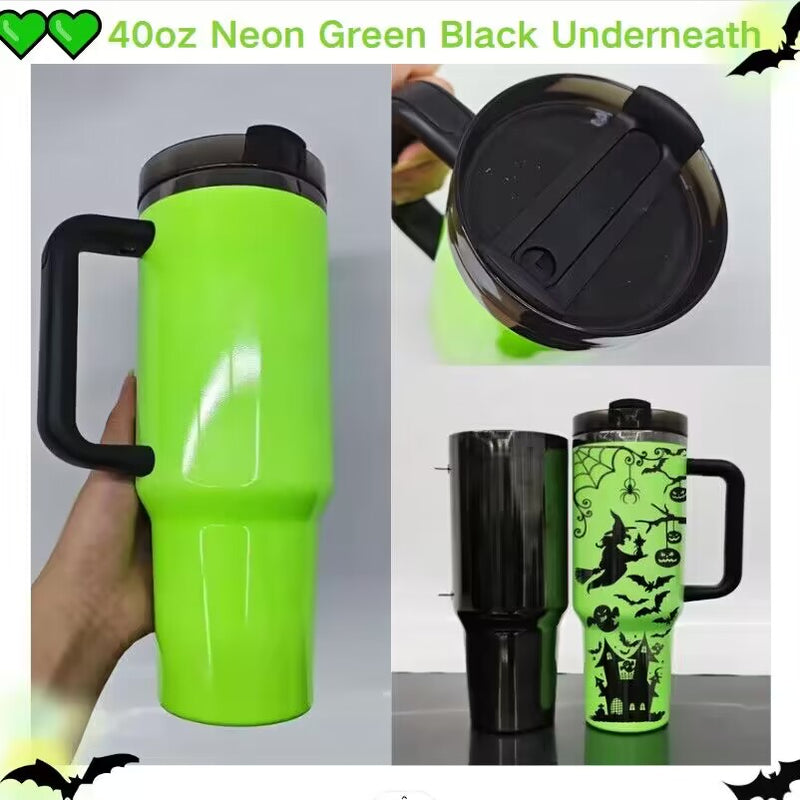 mirror black plated underneath 40oz H2.0 NEON colored blank sublimation tumbler mugs_nina