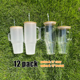 Rts usa_32oz 40oz clear frosted glass mugs with handle for UV DTF wraps_nina