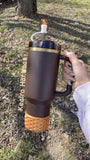 30oz 40oz H2.0 dark dark brown cocoa chocolate gold underneath quencher tumbler for laser engraving_nina