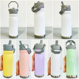 22oz macaron colored sublimation kids water bottles with flip straws_nina