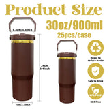 30oz gold plated chocolate flip straw water bottle for laser engraving_nina